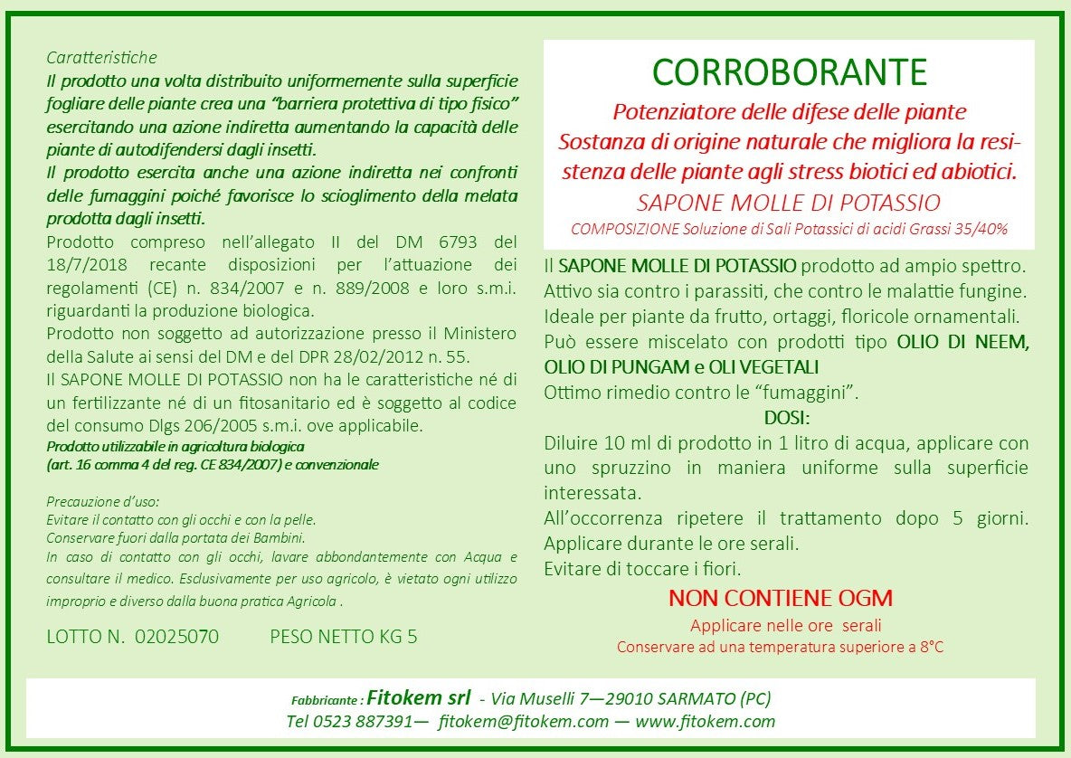 Sapone molle di potassio 5LT Difesa piante biologico naturale