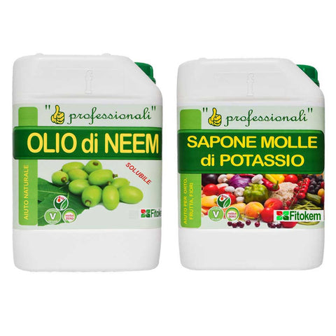Olio di Neem 5 LT & Sapone molle di potassio 5 LT - N5 S5 Difesa piante olio di neem biologico naturale