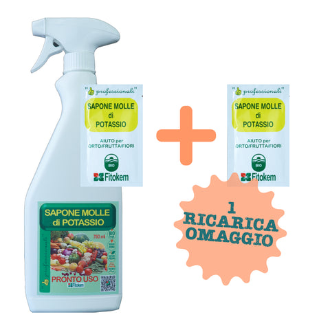 Sapone molle di potassio - Spruzzino Pronto Uso 780ml - Fitokem Difesa piante olio di neem biologico naturale