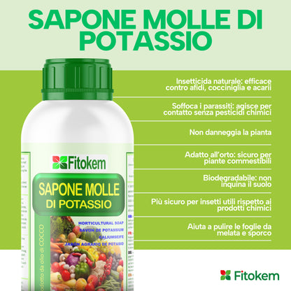 Kit Fitokem con Sapone Molle di Potassio 1 L per la cura delle piante di orto e giardino