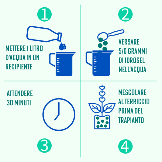 Idrosel 800 gr | Idroretentore per terricci piante orto giardino | regola e mantiene l'umidità del terreno | Fitokem