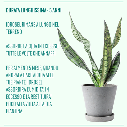 Idrosel 800 gr | Idroretentore per terricci piante orto giardino | regola e mantiene l'umidità del terreno | Fitokem