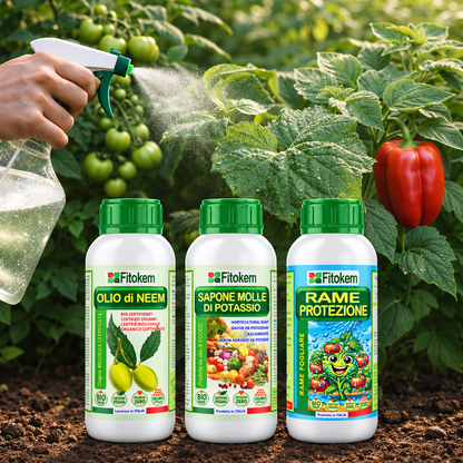 KIT Olio di Neem Biologico 1L + Sapone molle 1L + Rame protezione 1L