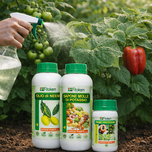 SUPER KIT OLIO DI NEEM + SAPONE MOLLE DI POTASSIO + RAME PROTEZIONE 250 ML
Kit per una protezione completa contro insetti e parassiti - corroborante, antiparassitario e anticrittogamico