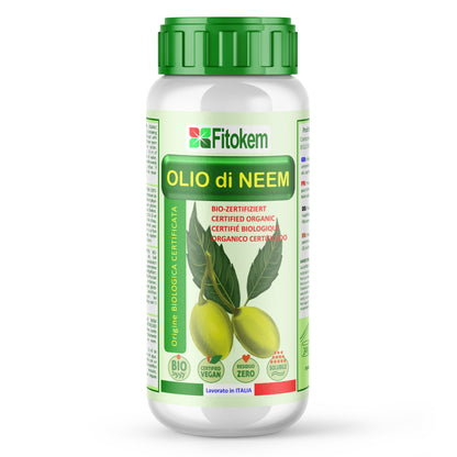 Olio di Neem solubile Fitokem 1 L, concentrato da diluire in acqua per la cura delle piante di orto e giardino.