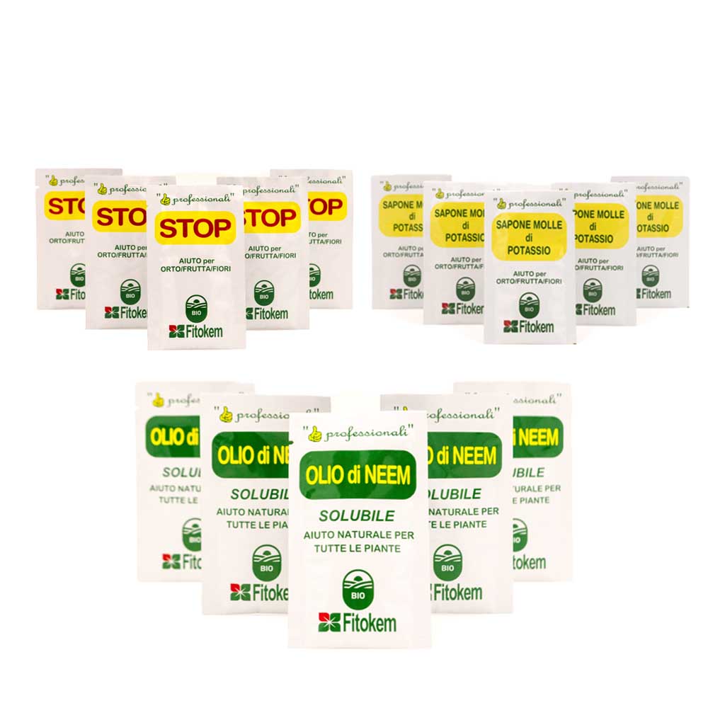 Olio di Neem 5pz + Sapone mole 5pz + STOP 5pz - BUTRIS5 Difesa piante biologico naturale