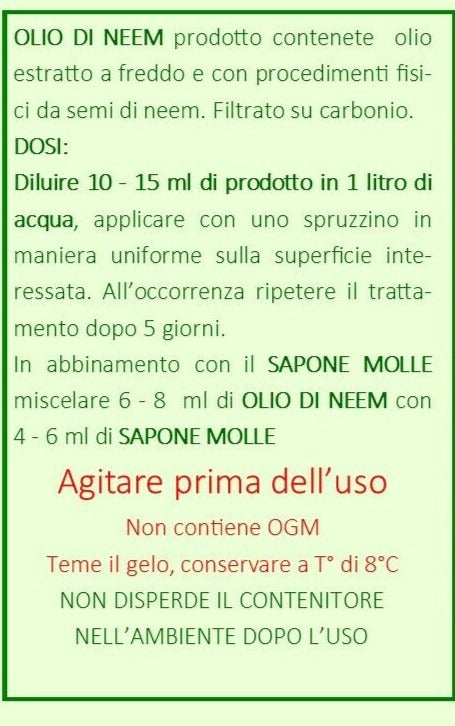 Olio di Neem 1L Difesa piante biologico naturale