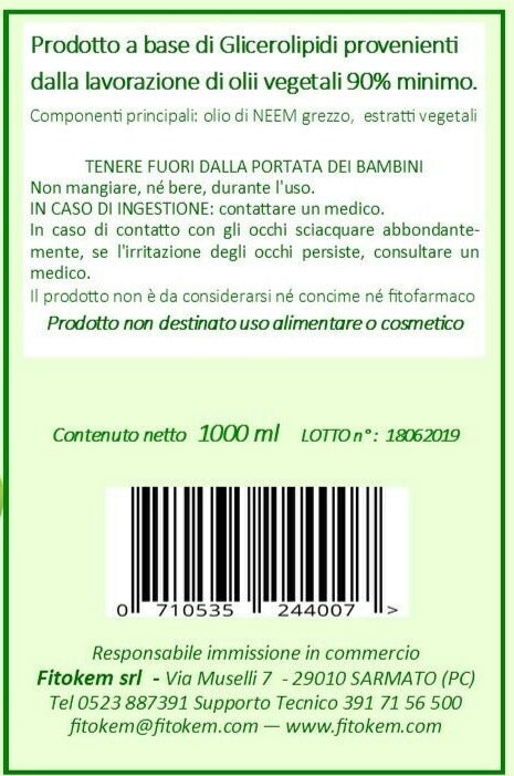 Olio di Neem 1L Difesa piante biologico naturale