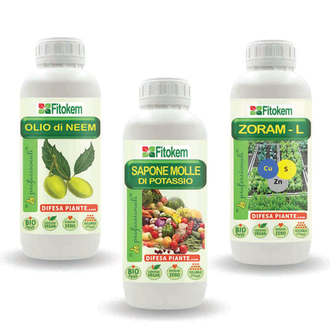 Olio di Neem 1L + Sapone molle 1L + Zoram-L 1Lt Difesa piante olio di neem biologico naturale