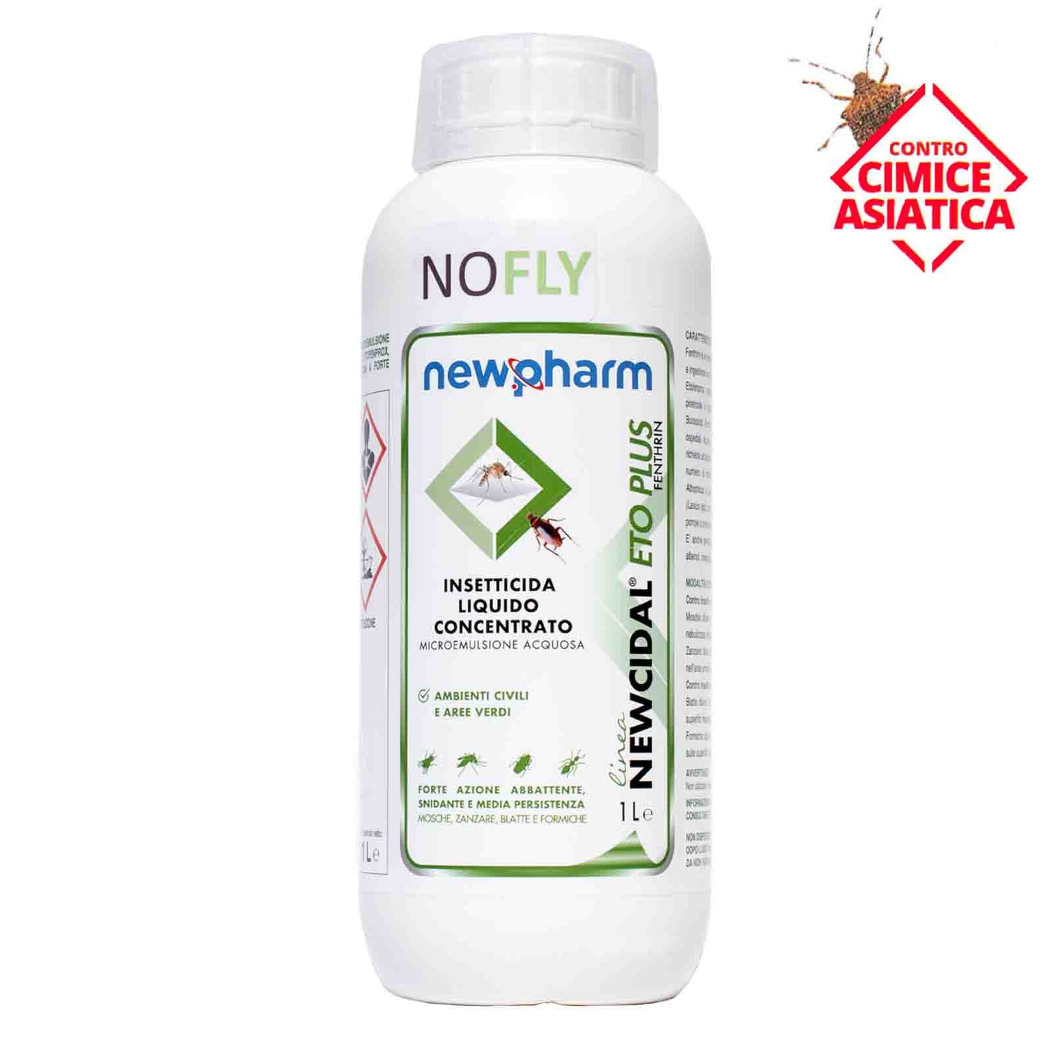 NO FLY - Insetticida moschicida Mosche Zanzare Cimici Formiche e Blatte 1 Lt Difesa piante olio di neem biologico naturale