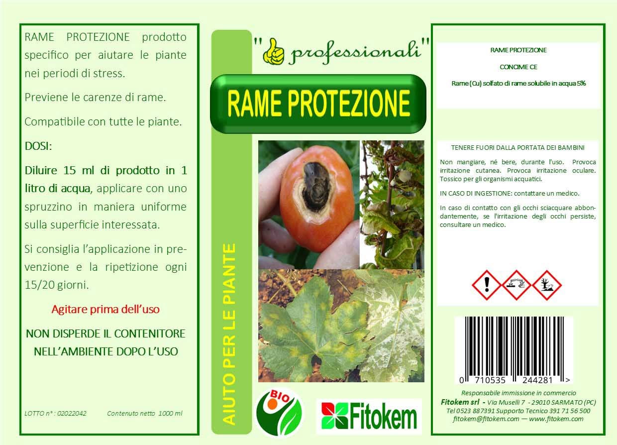 Rame protezione - Contro funghi e batteri - 1 LITRO Difesa piante olio di neem biologico naturale