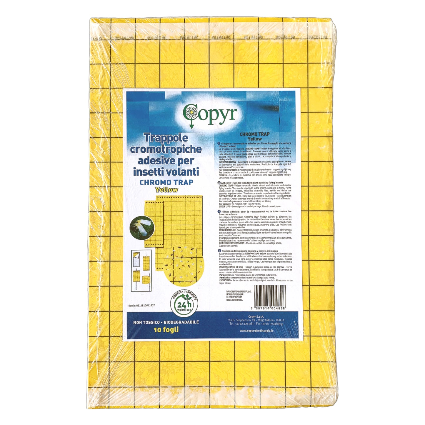 10 Pannelli gialli CM.40x25 Per la cattura della mosca bianca - Trappole cromotropiche per catture massali - Consentite in agricoltura biologica Difesa piante olio di neem biologico naturale