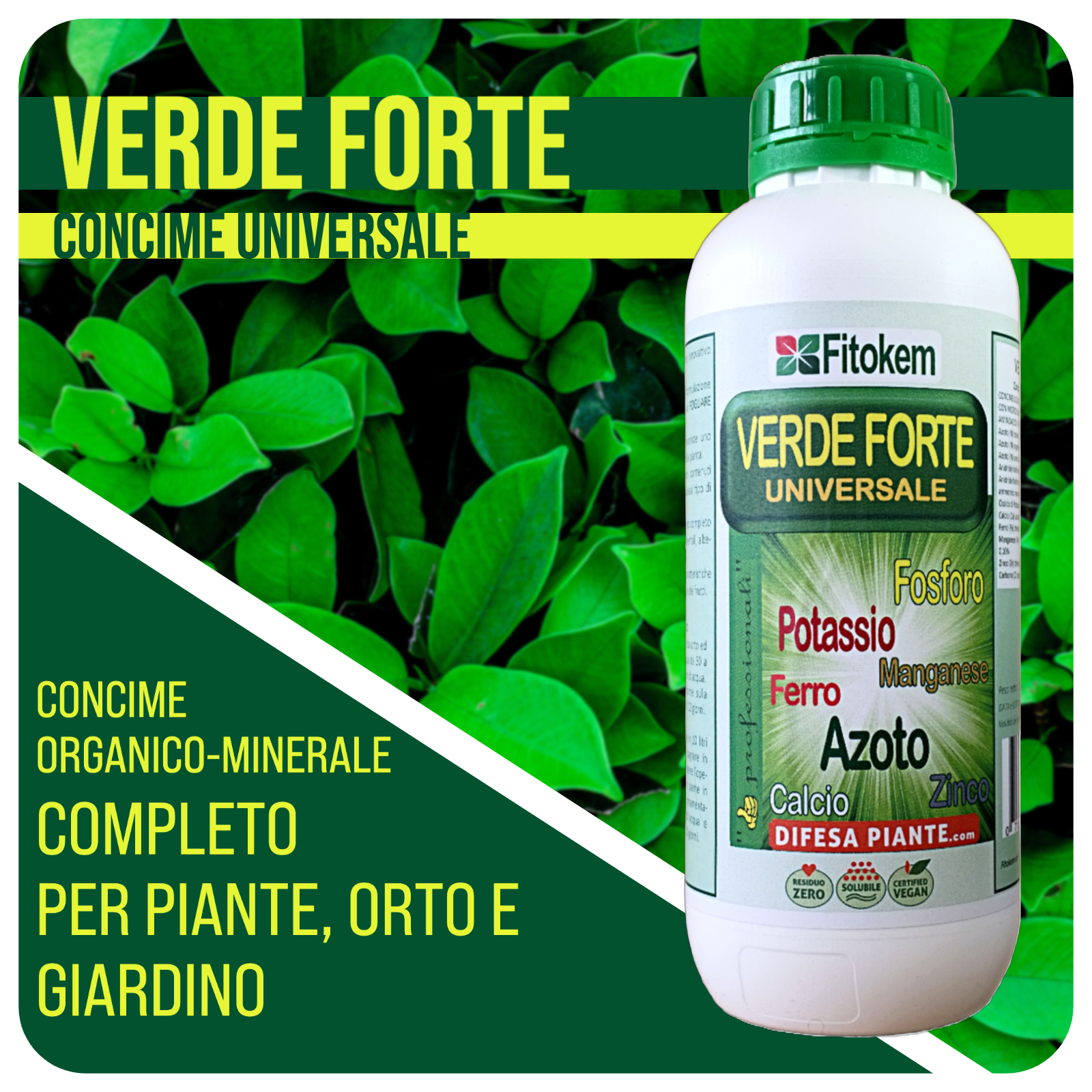 Verde Forte 1 litro | Concime liquido multielemento | Fitokem www.difesapiante.com Verde Forte 1 litro | Concime liquido multielemento | Fitokem www.difesapiante.com