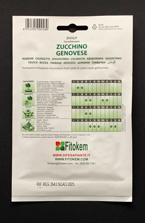 Semenze Zucchino Genovese - Sementi - Semi - Fitokem Difesa piante olio di neem biologico naturale
