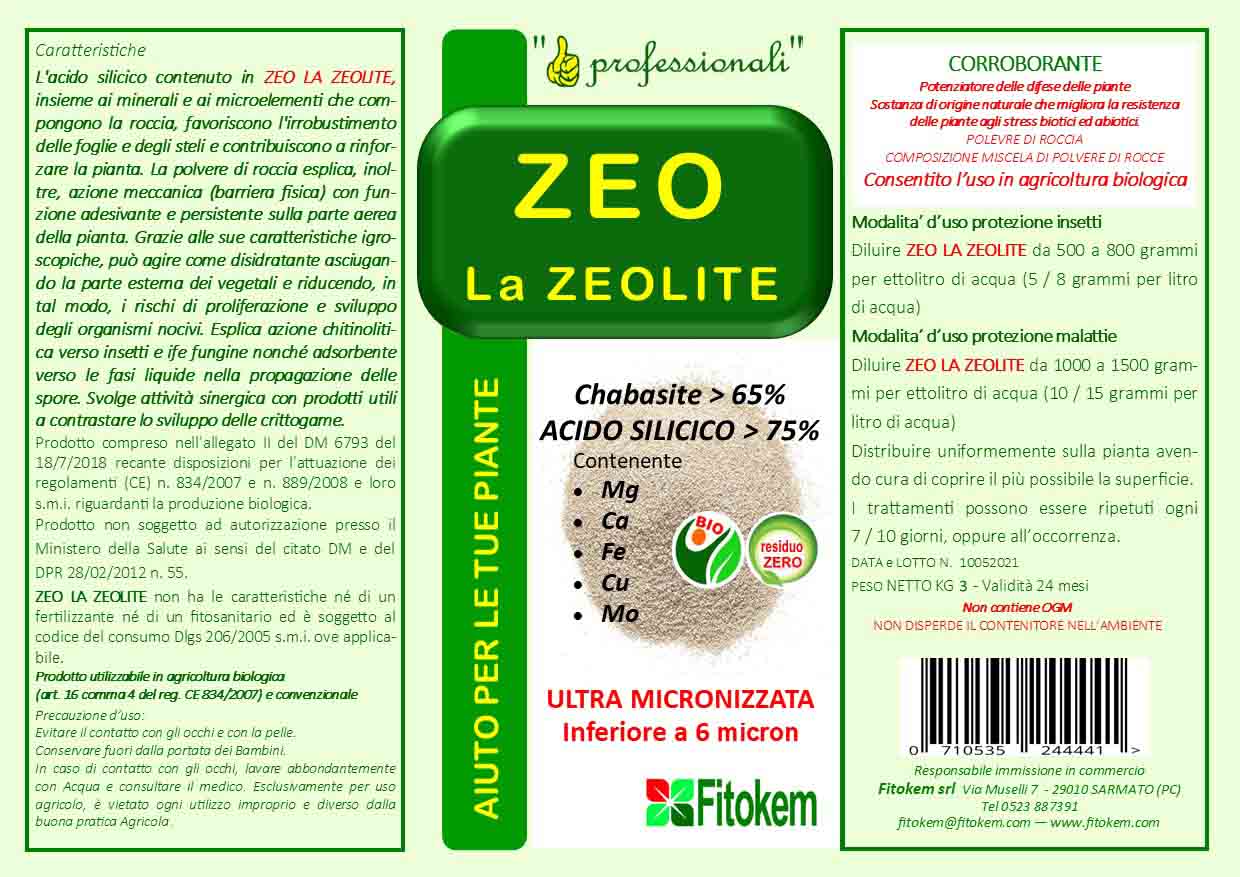 Zeolite Chabasite Micronizzata - 3 Kg Difesa piante olio di neem biologico naturale