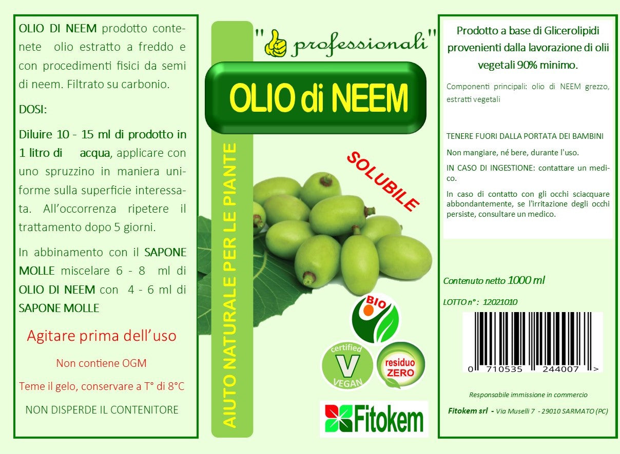 Olio di Neem 1L &amp; Sapone di potassio 1L &amp; Stop corroborante 1L Difesa piante biologico naturale