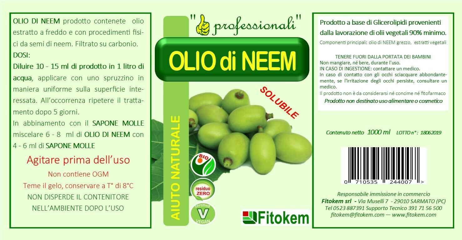 Olio di neem Biologico NUTRIZIONE 1L | Per orto, uso radicale e foglia
